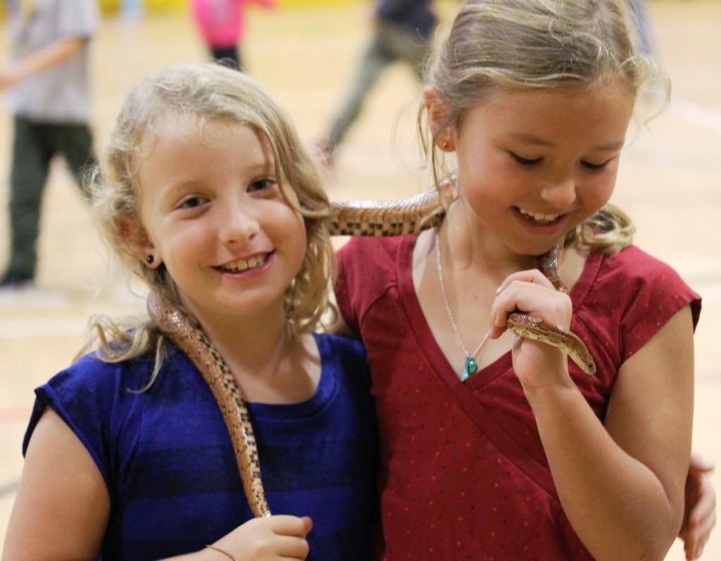 Girls with cornsnake