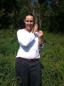 Lauren (Me) with a Queensnake found under a pile of rocks. Photo by Bill Dineen.